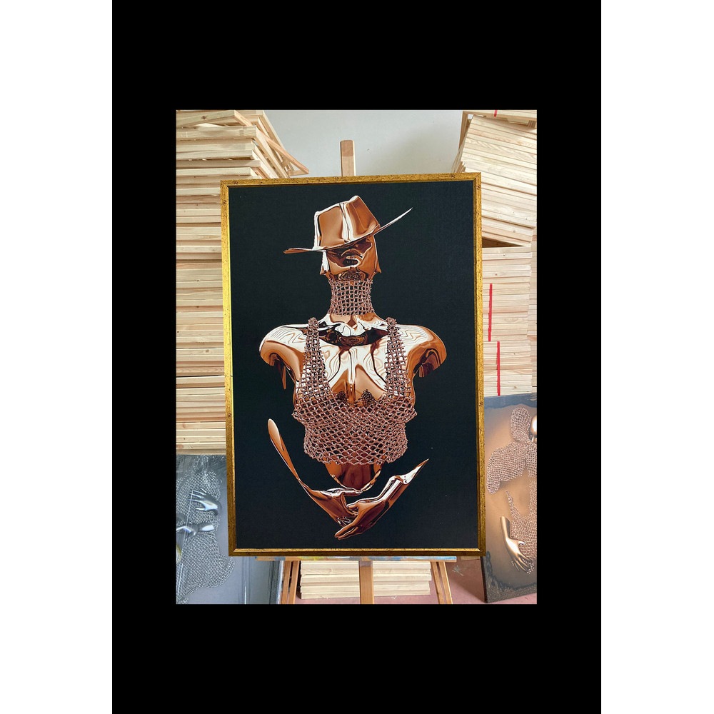 Cowboy canvas, croupier painting, bronze glitter textured wall art, poker game room decor, bedroom painting, canvas wall printing.jpg