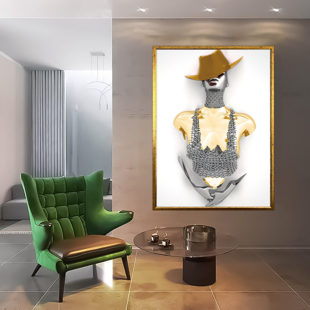 Cowboy canvas, croupier painting, gold and white wall art, poker game room decor, bedroom painting, canvas wall printing.jpg