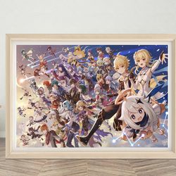 genshin impact poster wall art 2023 minimalist poster high quality canvas cloth poster genshin impact poster print