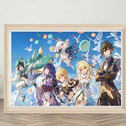 genshin impact poster wall art minimalist game poster high quality canvas cloth poster genshin impact poster print