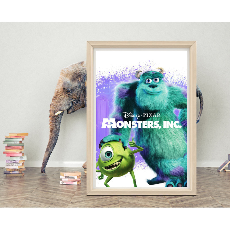 Monsters, Inc Poster Wall Art 2023 Movie Poster High quality Canvas Cloth Classic Movie Poster Print.jpg