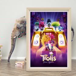 trolls band together (2023) movie poster wall art high quality canvas cloth poster trolls band together classic movie