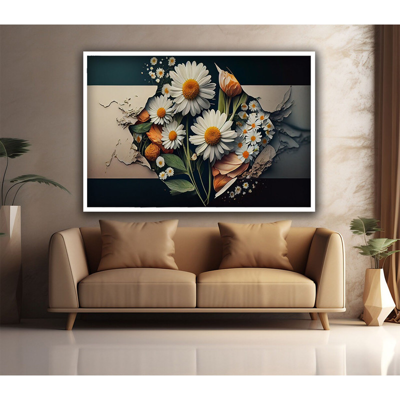 Daisy flower canvas, daisy canvas decor, floral wall art, daisy flower poster.jpg