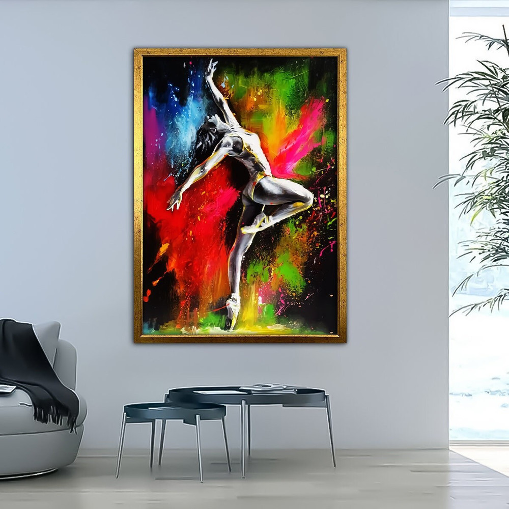 Dancer girl canvas, ballerina woman print, colorful woman home decor, framed dancer woman print.jpg