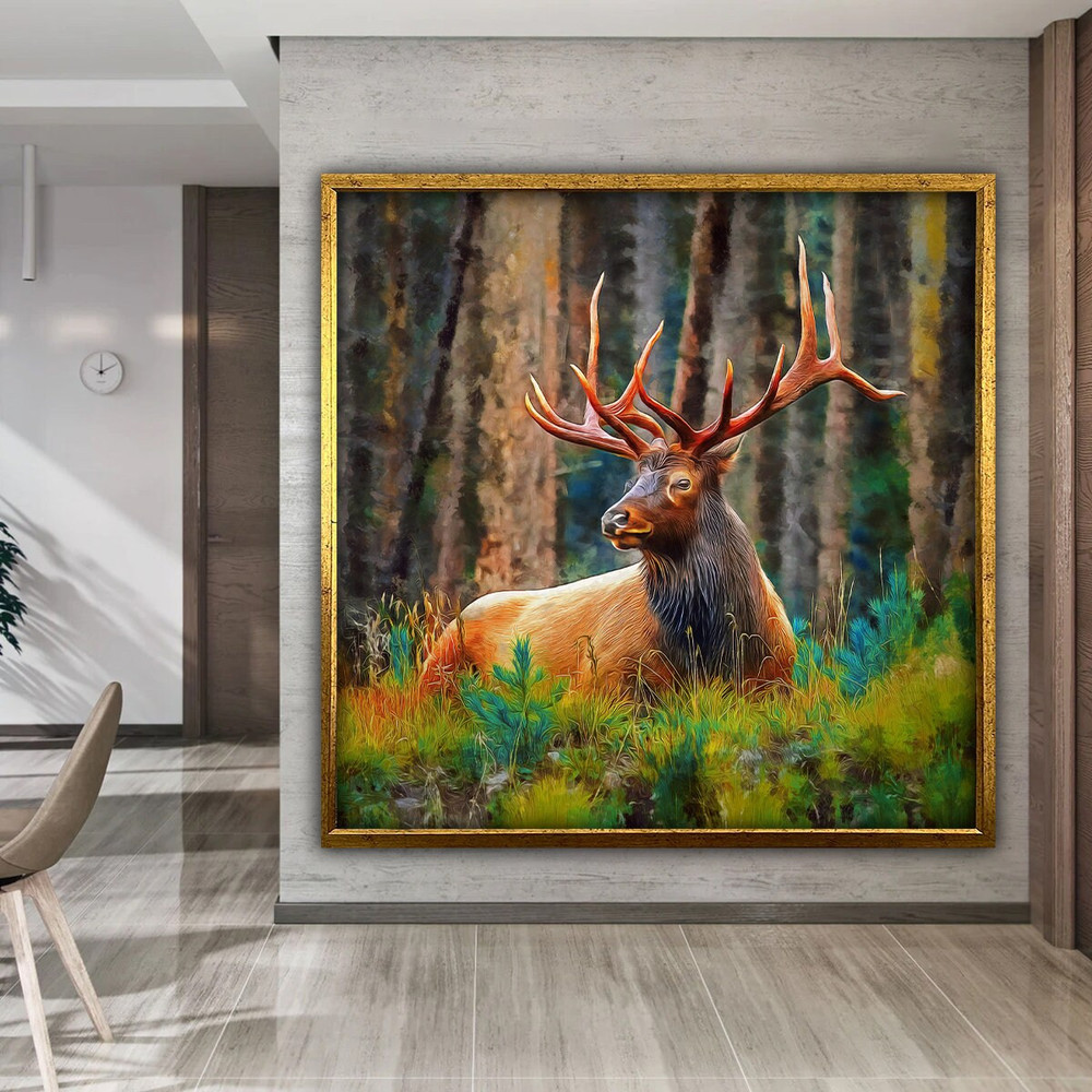 Deer Wall Art, Deer Canvas, Animal Wall Decor, Wall Art Print, Animal Canvas, Deer Abstract, Modern Artwork, Animal Print 2.jpg