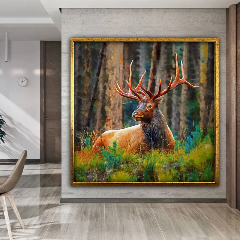 Deer Wall Art, Deer Canvas, Animal Wall Decor, Wall Art Print, Animal Canvas, Deer Abstract, Modern Artwork, Animal Print 2.jpg