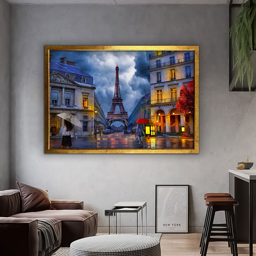 eiffel tower canvas, paris mural, eiffel landscape canvas, woman art with umbrella, buildings and eiffel print, eiffel tower with frame.jpg