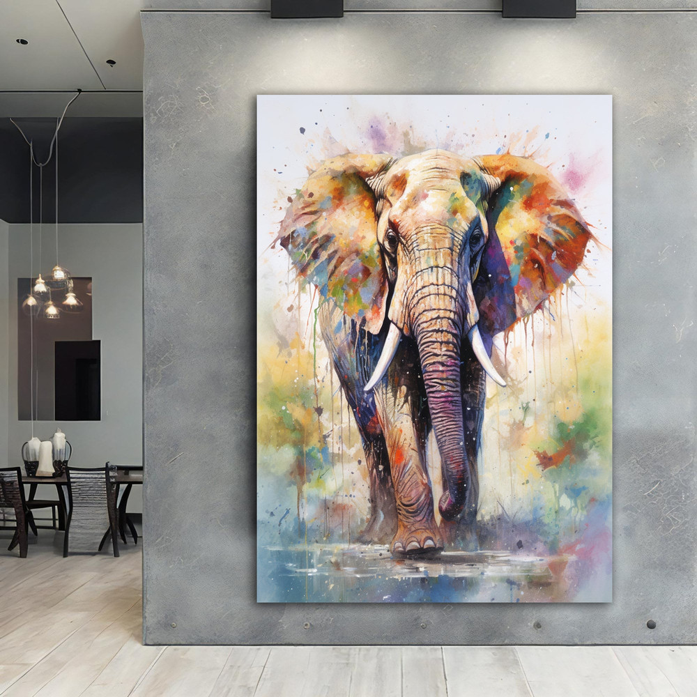 Elephant Colourful Painting Wall Art Canvas Print Home Decor Animals.jpg