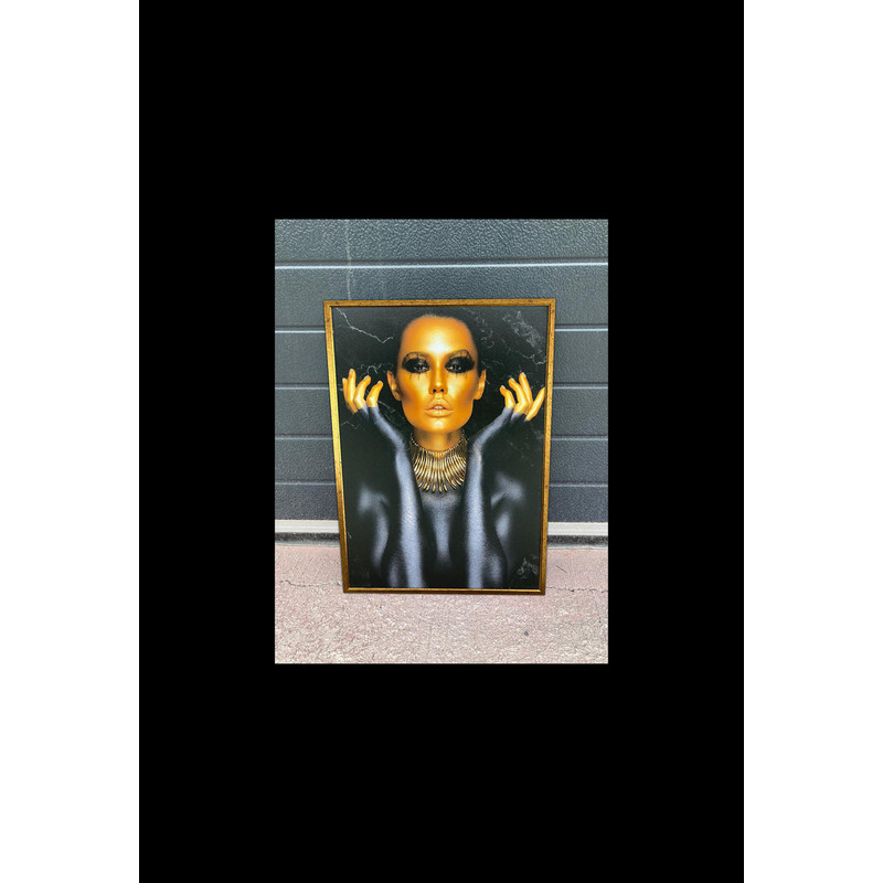 Ethnic woman canvas, glitter textured painting, black woman poster, fashion woman home decor, gold woman print.jpg
