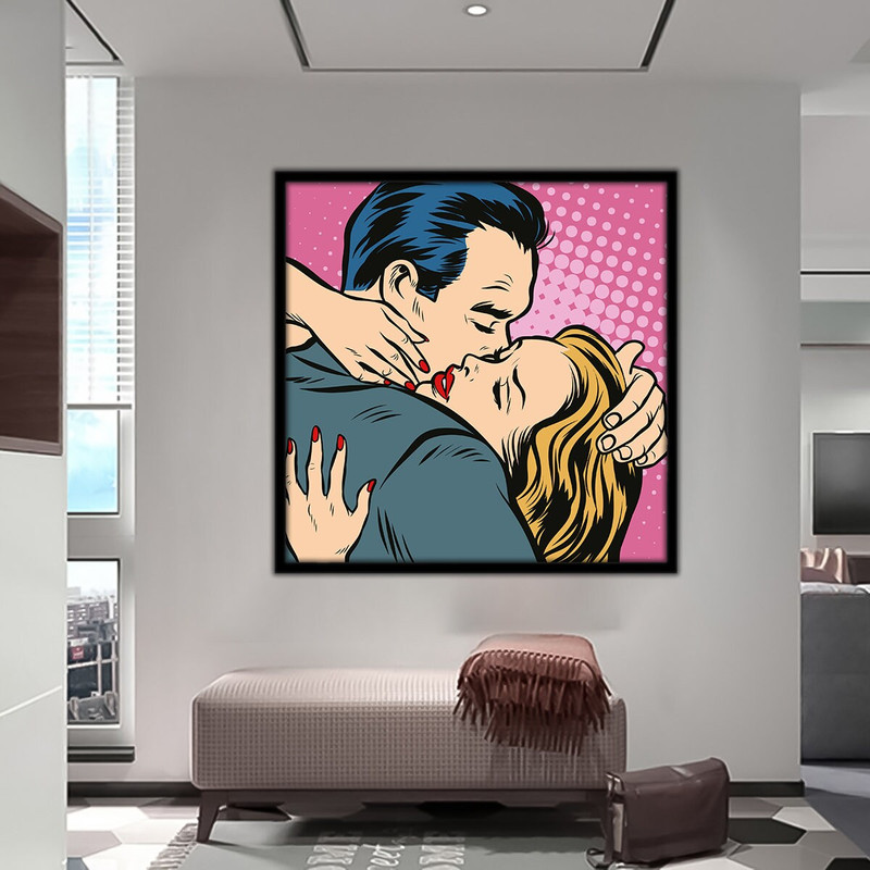 Framed Pop Art Wall Art, Comic Pop Art, Woman WOW, Canvas Print Decor, Woman Wall Art, Lip Wall Decor, POP ART Print 1.jpg