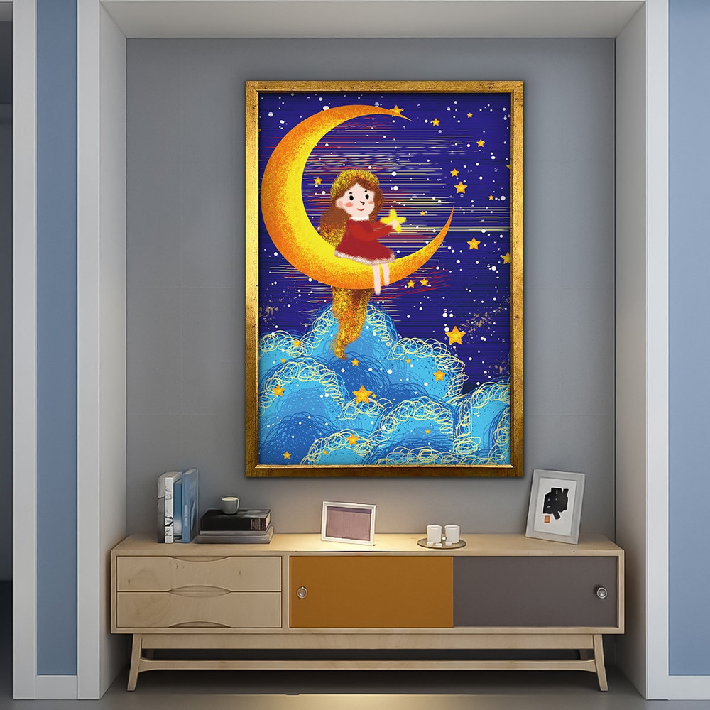 Girl nursery canvas painting, baby room decor, nursery canvas print, kids poster, cartoon kids painting 1.jpg