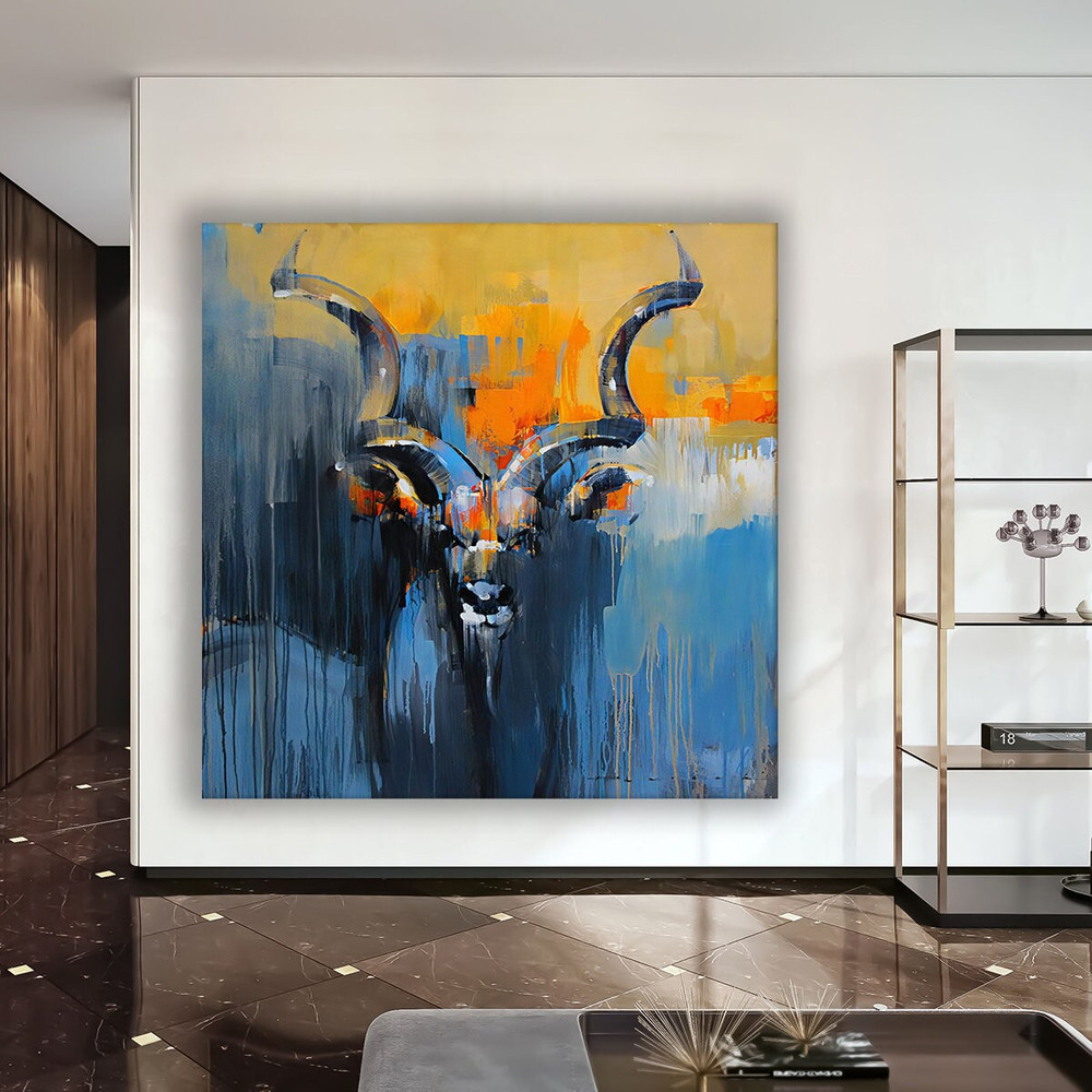 Goat canvas, goat painting, goat painting, sheep wall art, goat wall art, colorful goat painting, goat poster, antelope canvas painting.jpg