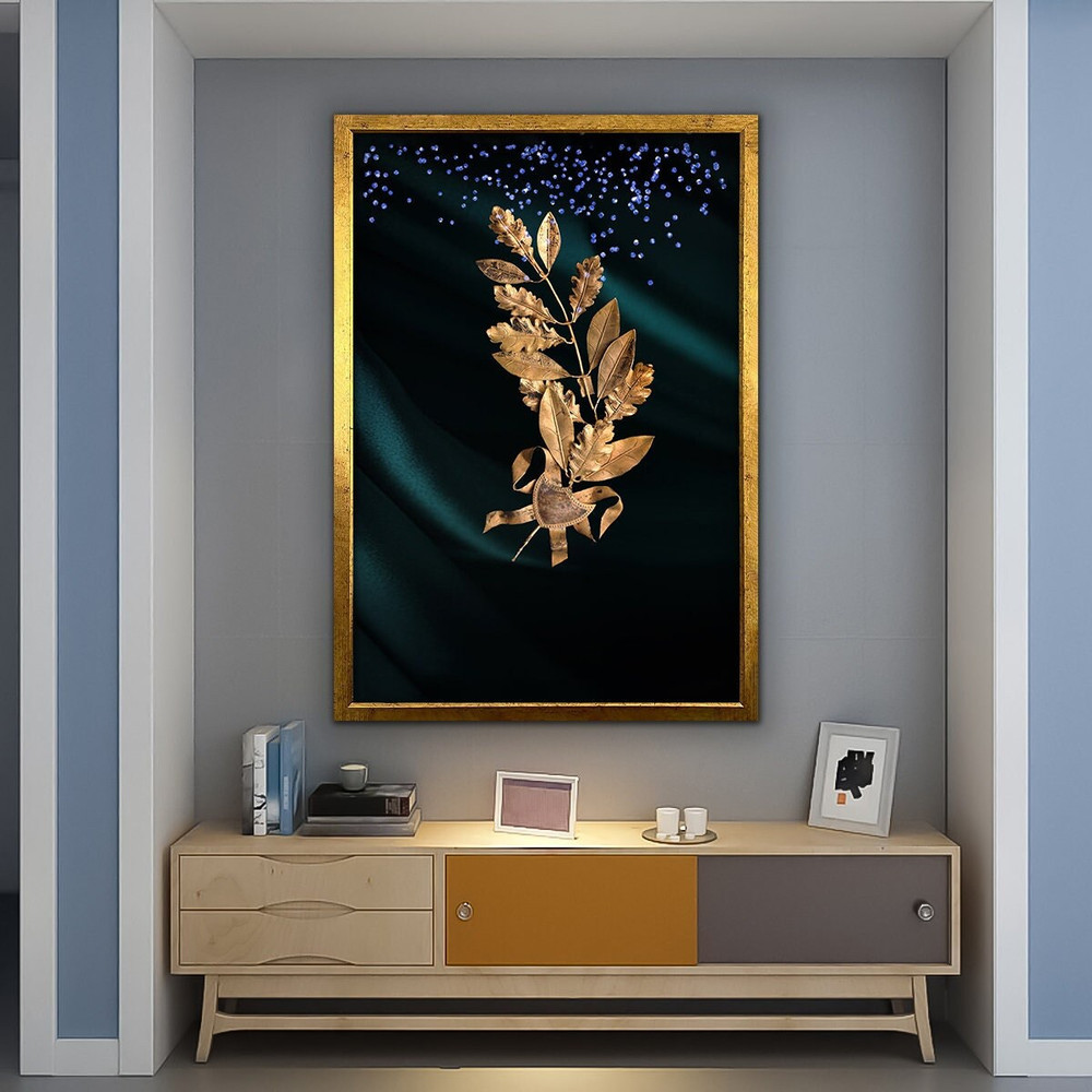 Gold Abstract Luxury Leaves Canvas Painting,Modern Flowers Wall Art, Floral Wall Decor For Living Room, Floral Print, Leaf Art,.jpg