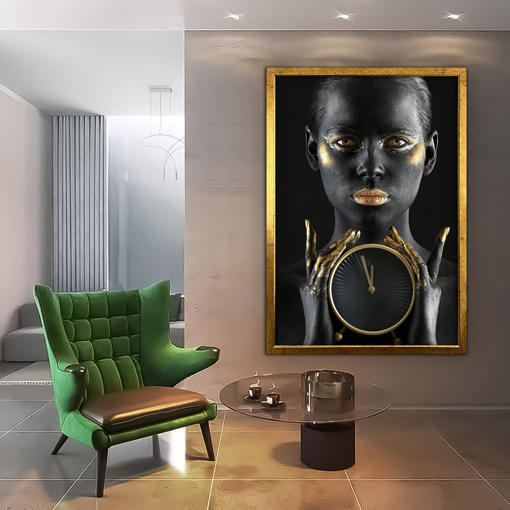 Gold African Woman, African Wall Art, Gold Print, Woman Wall Art, Gold Lip Woman Canvas, African Woman Canvas, Black Woman Canvas, Woman Art 2.jpg