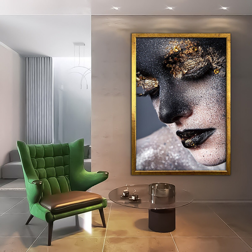 Gold African Woman, African Wall Art, Gold Print, Woman Wall Art, Gold Lip Woman Canvas, African Woman Canvas, Black Woman Canvas, Woman Art 6.jpg