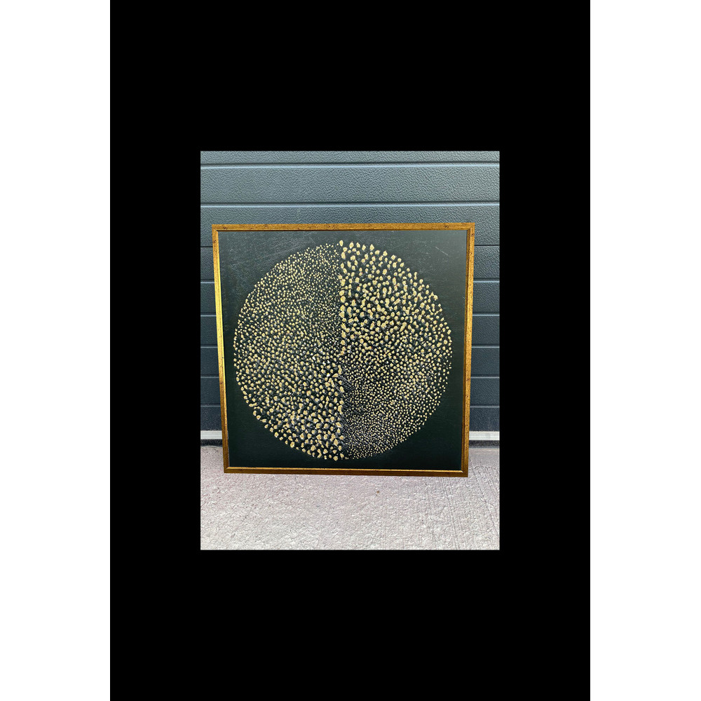 Gold round circles abstract canvas painting handcrafted glitter texture, abstract canvas decor, living room wall decor art.jpg
