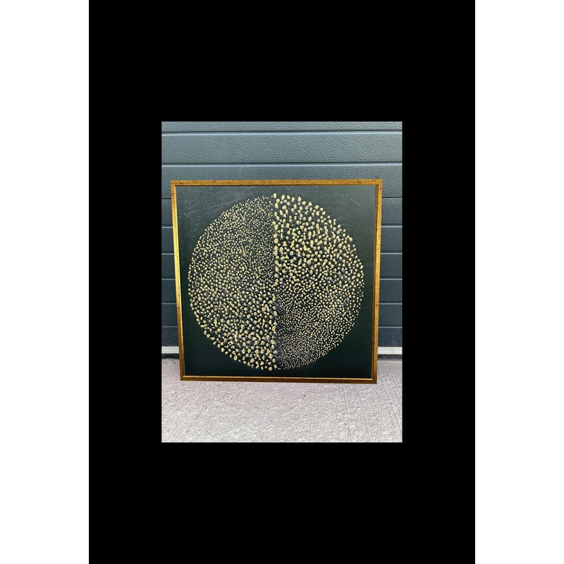 Gold round circles abstract canvas painting handcrafted glitter texture, abstract canvas decor, living room wall decor art.jpg