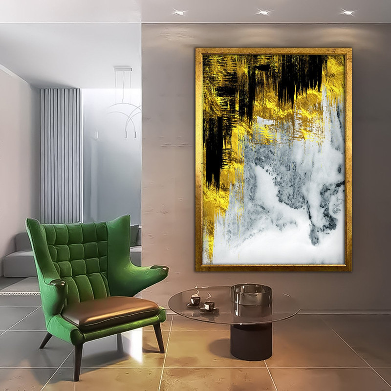 Gold,black,white abstract canvas painting, modern gold colors abstract canvas print, colorful wall decor, ready-to-hang product.jpg