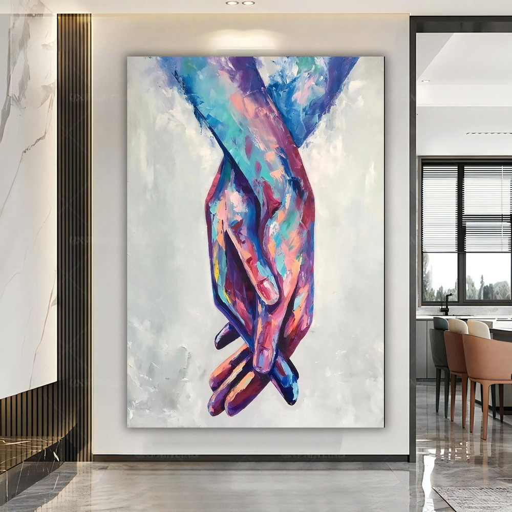 Hands canvas, couple holding hands painting, valentine's day gift, love hands canvas print, gift art for him.jpg
