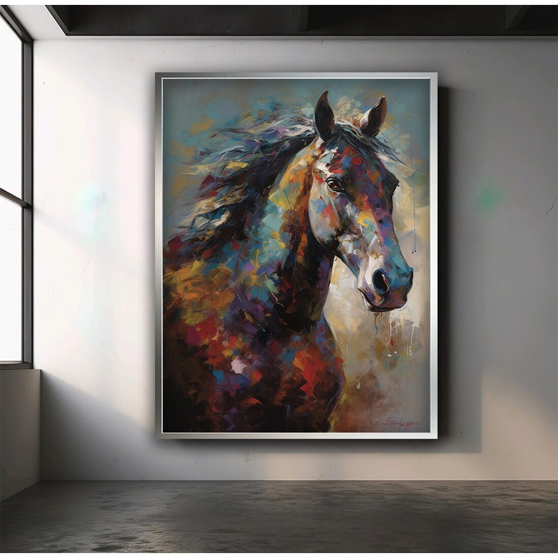 Horse canvas print art, beautiful horse wall decor, modern home decor, brown horse wall poster.jpg