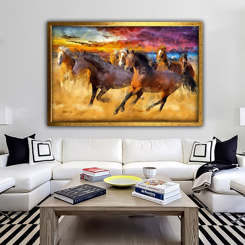 Horse Wall Art ,7 Running Horses Canvas, Running Horses Canvas Wall Art Print,Horse Poster.jpg