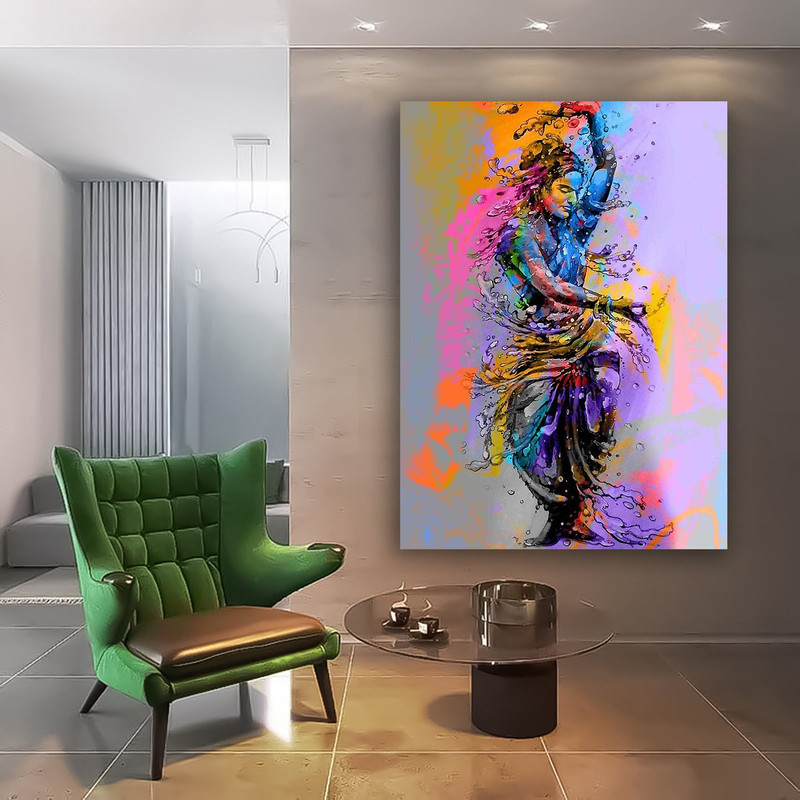 Indian woman canvas, dancing indian girl art, dancing woman canvas painting, indian dancing girl poster, asian wall art.jpg