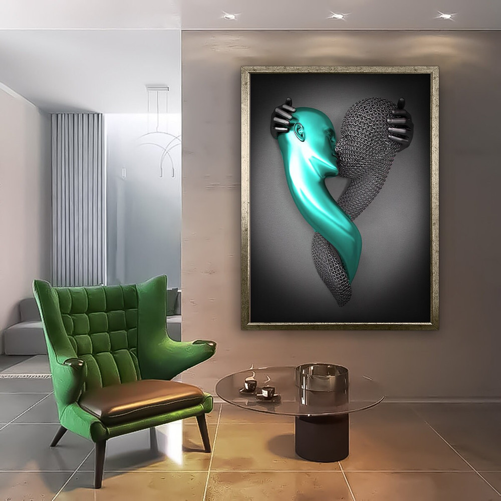 Kiss art canvas print Lovers Art decor canvas picture in bedroom Kissing Lovers print wall art home decor Couples print.jpg