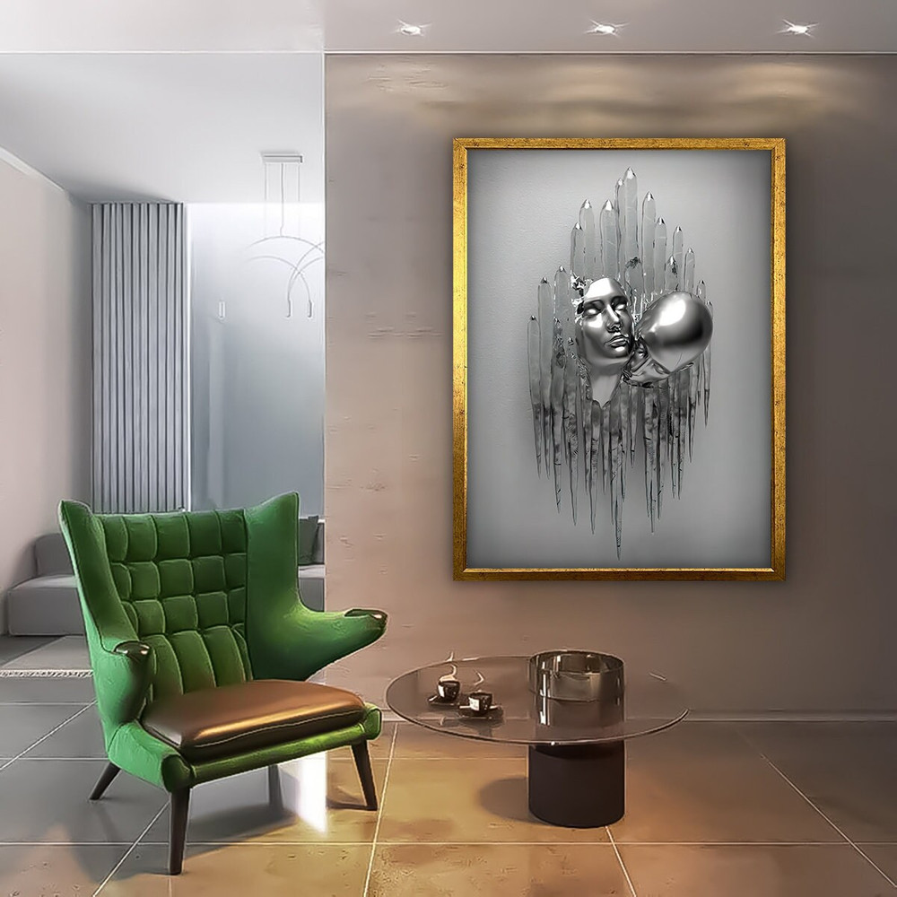 Kiss canvas, bedroom home decor, gray love couples art, 3 d effect canvas print, kissing bedroom decor.jpg