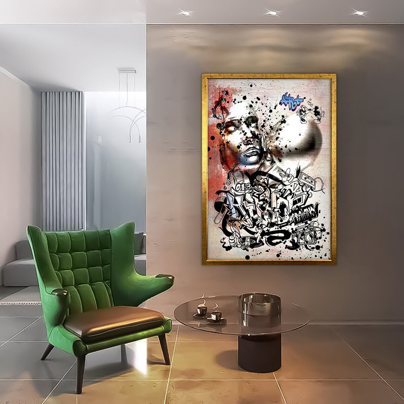 Kissing canvas, love graffiti print, pop art graffiti art, kissing heads painting, gift love painting, graffiti wall art.jpg