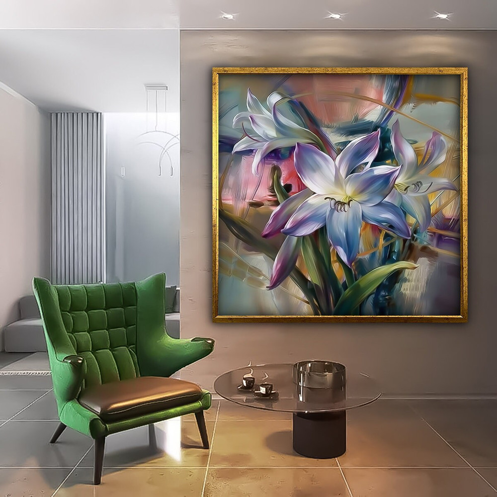 lily flower canvas painting, purple floral print, lilac color floral painting, floral wall art, floral home decor.jpg
