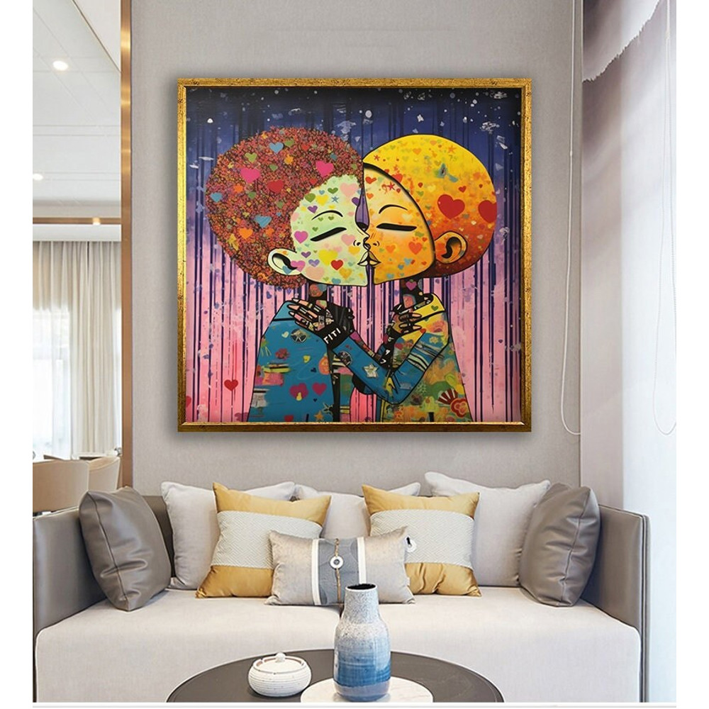 Love wall art The kiss canvas painting, the kiss art, pop art art, kissing couple canvas print.jpg