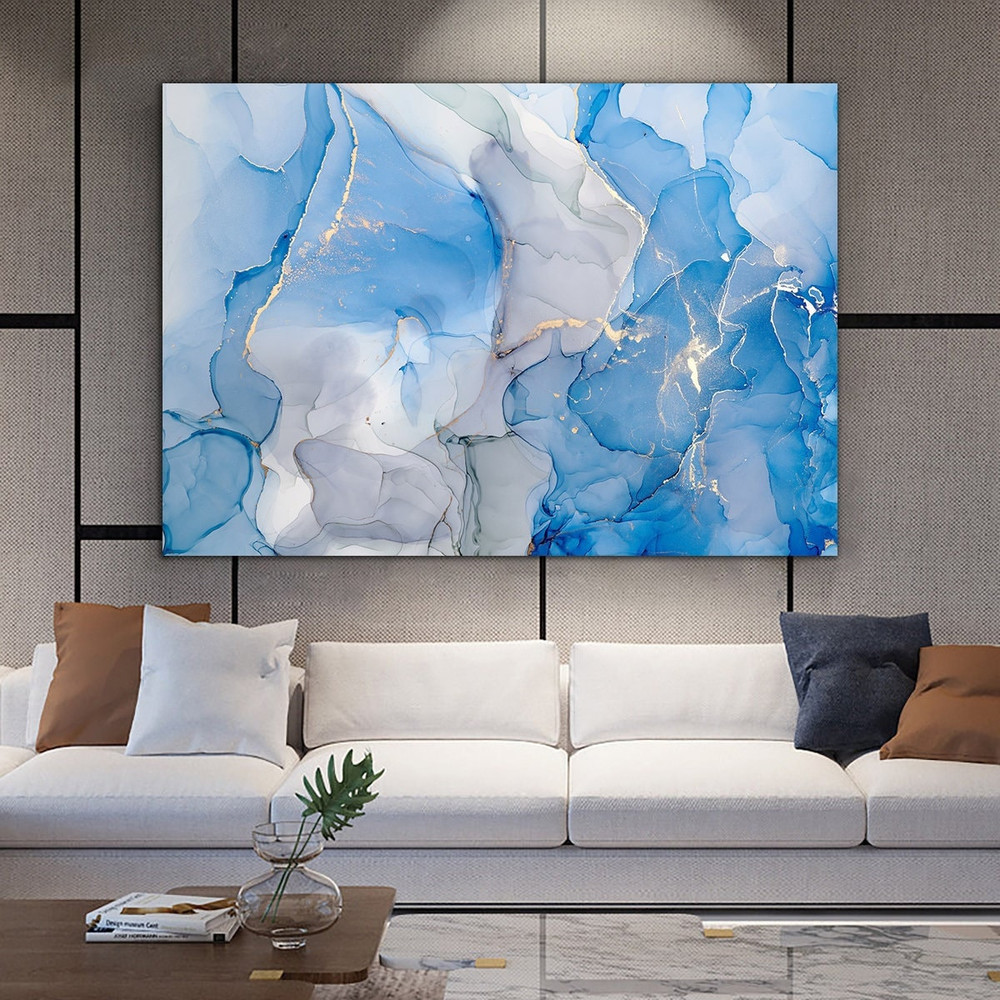Luxury Wall Art, blue Wall Decor, blue Marble Print, Modern Wall Art, Marble Wall Art, blue Marble Canvas, Gray Marble Wall Art, Modern Art 1.jpg