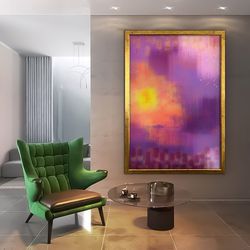 marble pattern abstract canvas painting, purple color abstract canvas print, purple abstract painting, framed colors can