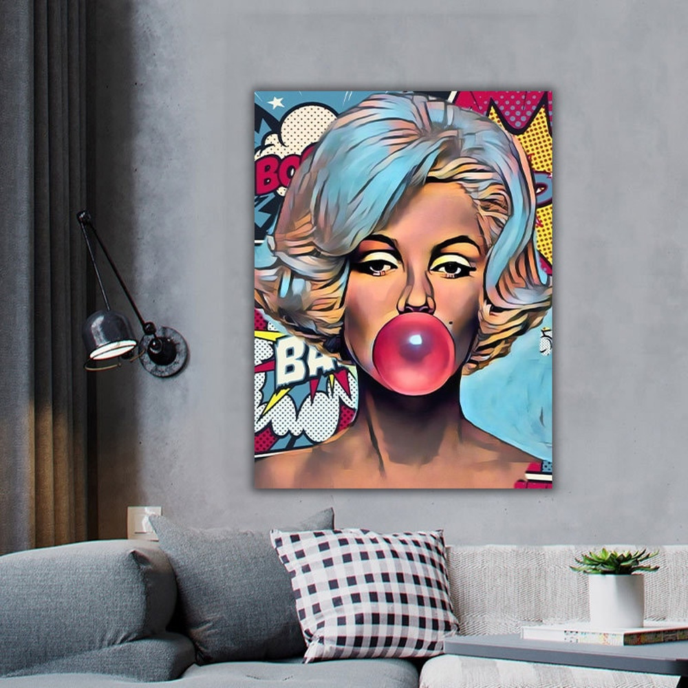 Marilyn Monroe Wall Art Canvas , Monroe Pink Bubble Gum Art Poster Canvas Wall Art Printed Picture Wall.jpg