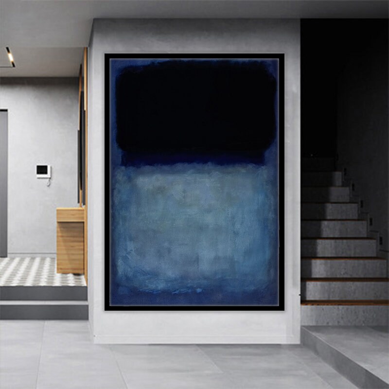 Mark Rothko Blue and Black Canvas Painting, Mark Rothko Style Canvas Wall Art,Minimalist Art,Modern Home Wall Decor, FRAMED ART.jpg