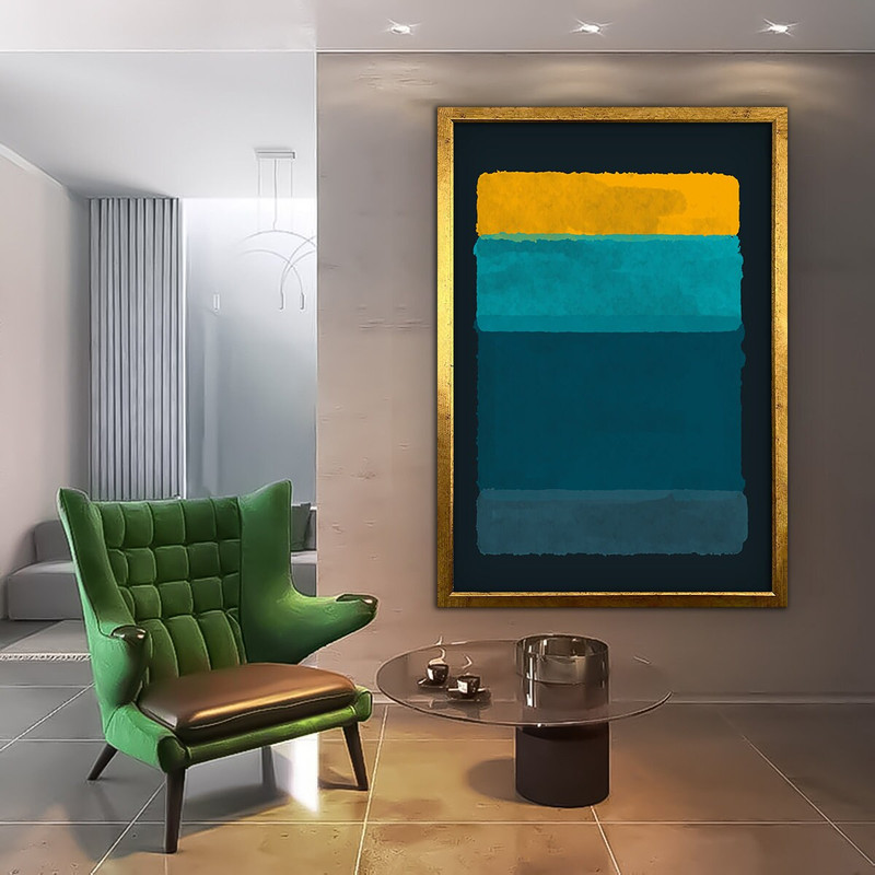 Mark Rothko Frame Canvas, Mark Rothko style abstract home decor, modern abstract colors canvas print, yellow,blue,green color art.jpg