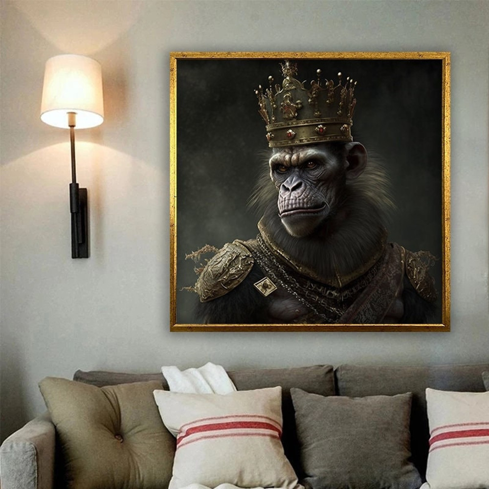 Monkey head human painting, monkey home decor, surreal monkey art.jpg