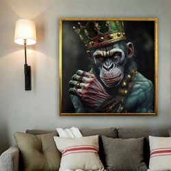 monkey painting, monkey office decor, monkey poster, gorilla man canvas, monkey in suit art 1.jpg
