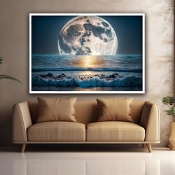 Moonlight art,moonlight landscape canvas,sea landscape art,lit wall art,lit poster.jpg