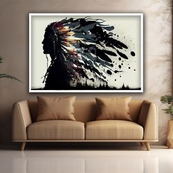 native american canvas painting, native american canvas art, native american wall decor, native american print.jpg