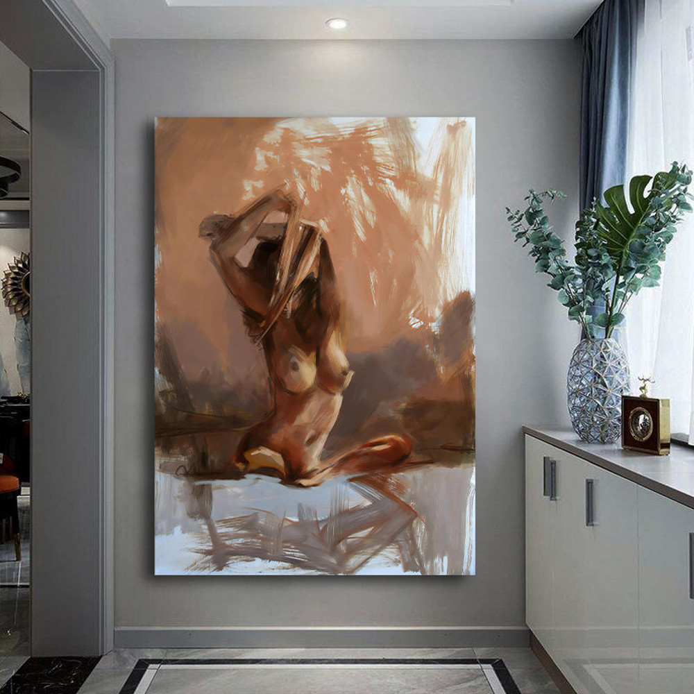 Naked Woman Painting Print, Naked Woman Wall Art, Bedroom Canvas Art, Sensual Photo Wall Decor, Sensual Photo Art Canvas.jpg