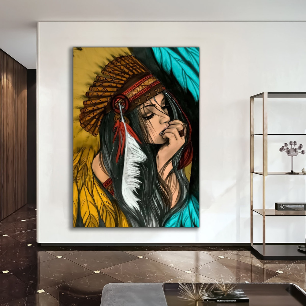 Native American Painting , American Indian Tribe Wall Art Native American Woman Art Indian Wall Art.jpg