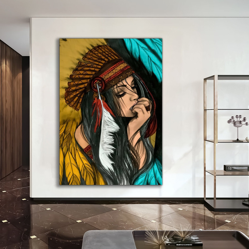 Native American Painting , American Indian Tribe Wall Art Native American Woman Art Indian Wall Art.jpg