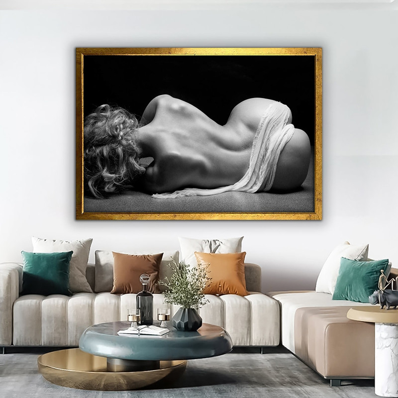 Nude Canvas Art, Woman Erotic Wall Art, Sexy Body Decor, Erotic Art Nudity, Modern Home Artwork, Nude Woman Bodyscape, nude woman canvas art 1.jpg