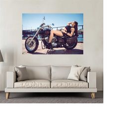 girls motorcycle moto biker sexy girl poster, canvas