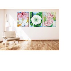 set of 3 georgia o'keeffe flowers poster wall