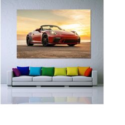 porsche 911 print art canvas,porsche sport car red
