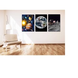 set of 3 james webb poster art canvas,space