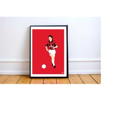 paolo maldini ac milan poster print. a4/a3, italy,