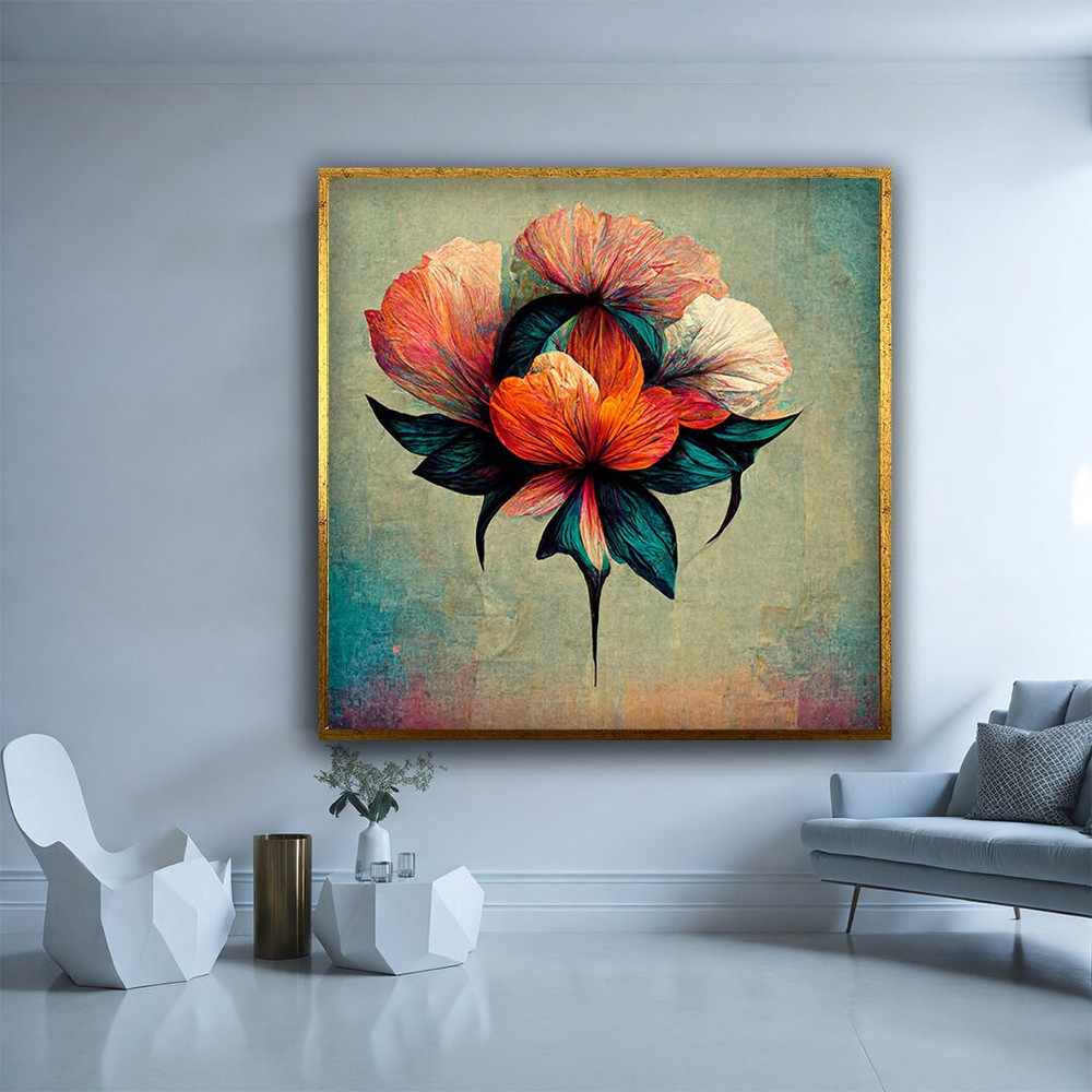 Orange flowers print canvas, colorful flowers wall decor, framed flower wall art.jpg